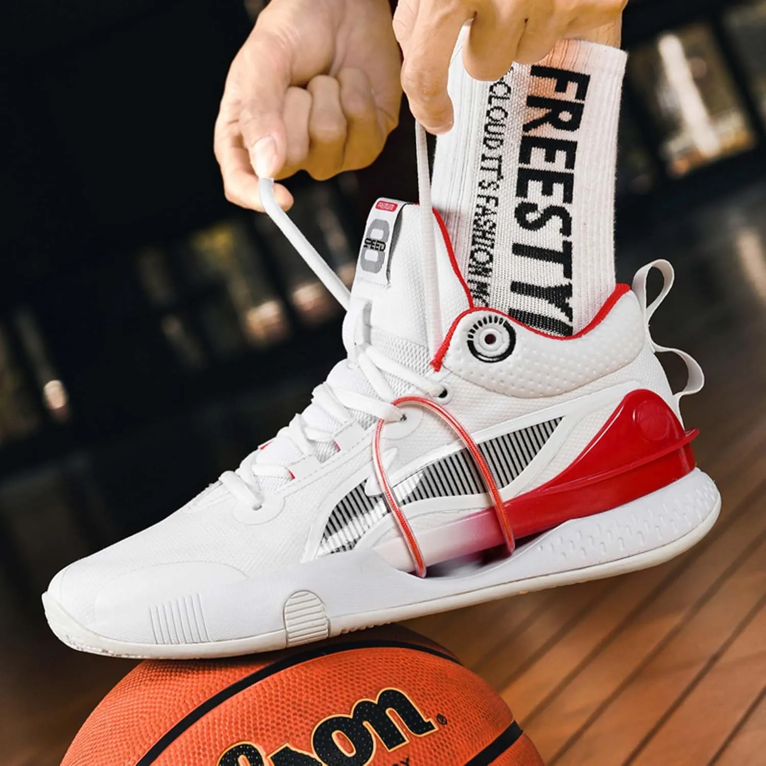 Men's Professional High Top Basketball Sneakers Women's Non-Slip Breathable Indoor and Outdoor Fitness Tennis Running Shoes Outdoor Casual Walking Shoes Teenager Fashion Sneakers