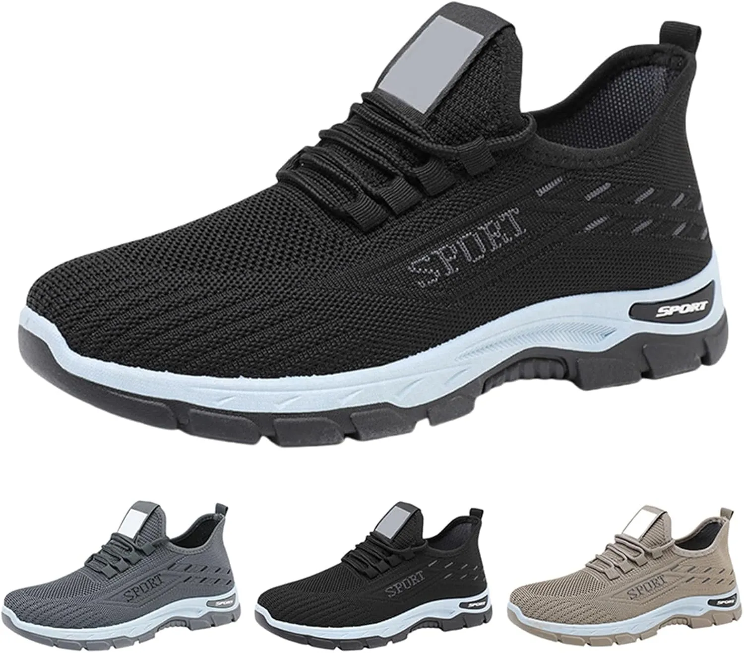 Mens Running Walking Sneakers Tennis Mesh Breathable Slip on Trendy Sport Workout Gym Shoes Athletic Lightweight Shoes