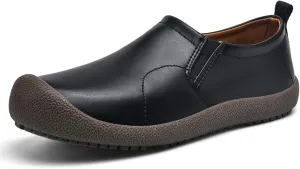 Men's Slip-On Leather Casual Shoes with Textured Brown Sole Breathable Comfortable Leather Design for Daily Walking Soft Inner Lining & Traction Casual Sneakers for Men
