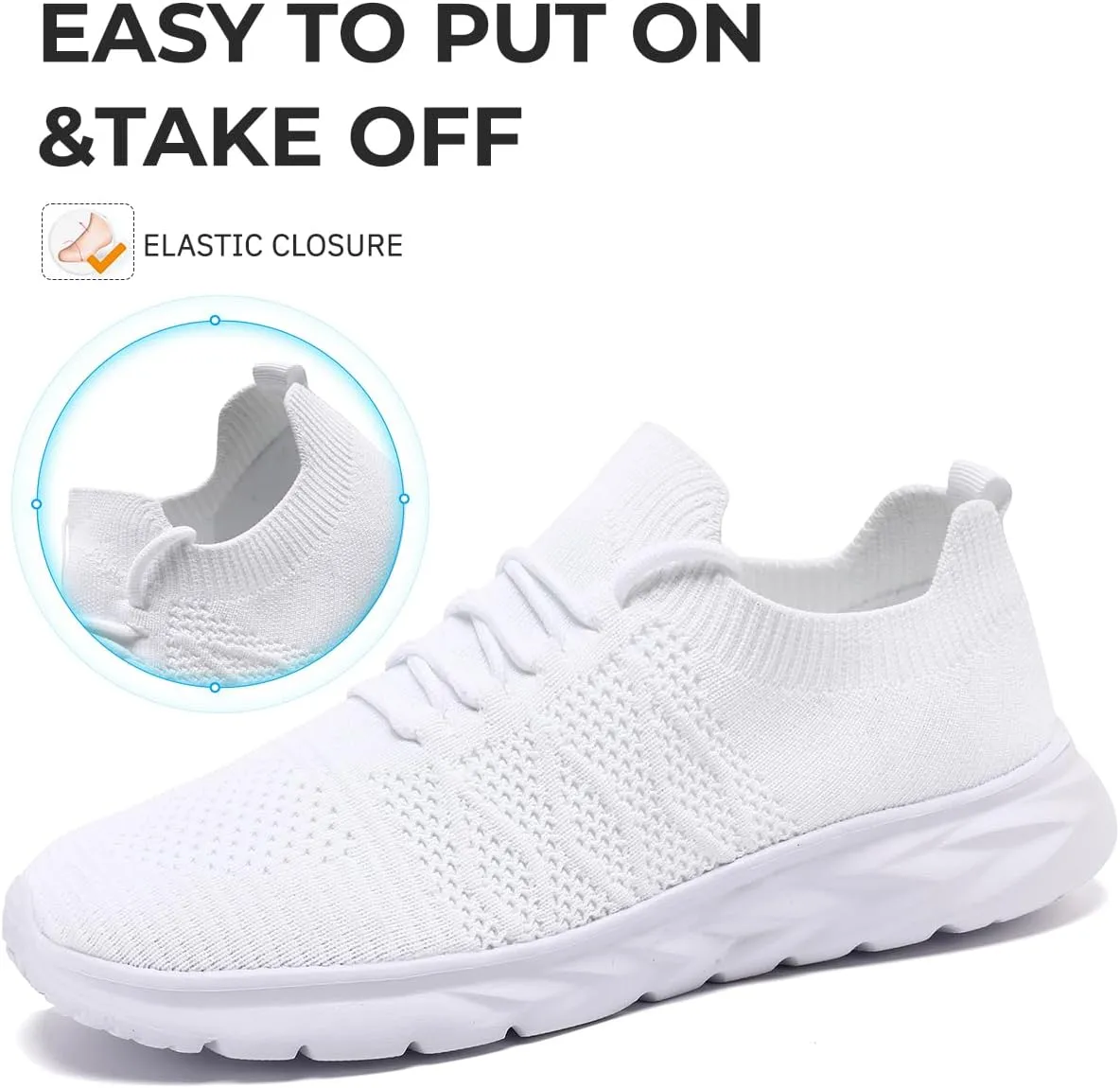Mens Slip On Running Sneakers Walking Trainers Athletic Gym Fitness Sport Shoes Non Slip Breathable Mesh Workout Fashion Breathable Comfortable