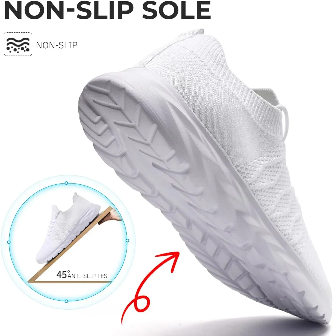 Mens Slip On Running Sneakers Walking Trainers Athletic Gym Fitness Sport Shoes Non Slip Breathable Mesh Workout Fashion Breathable Comfortable