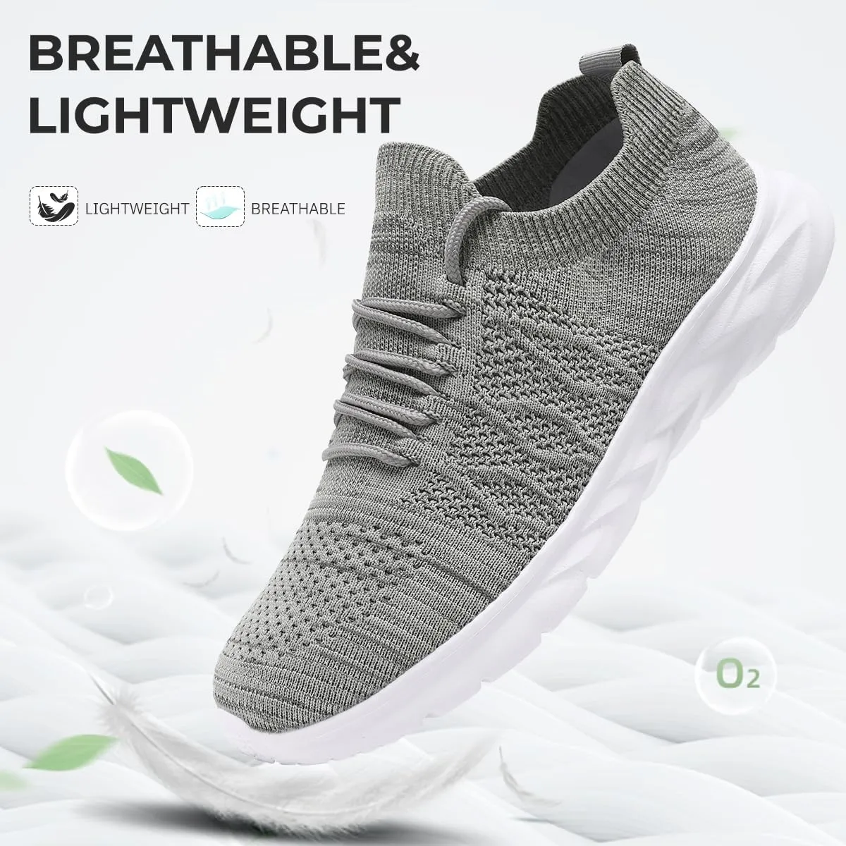 Mens Slip On Running Sneakers Walking Trainers Athletic Gym Fitness Sport Shoes Non Slip Breathable Mesh Workout Fashion Breathable Comfortable
