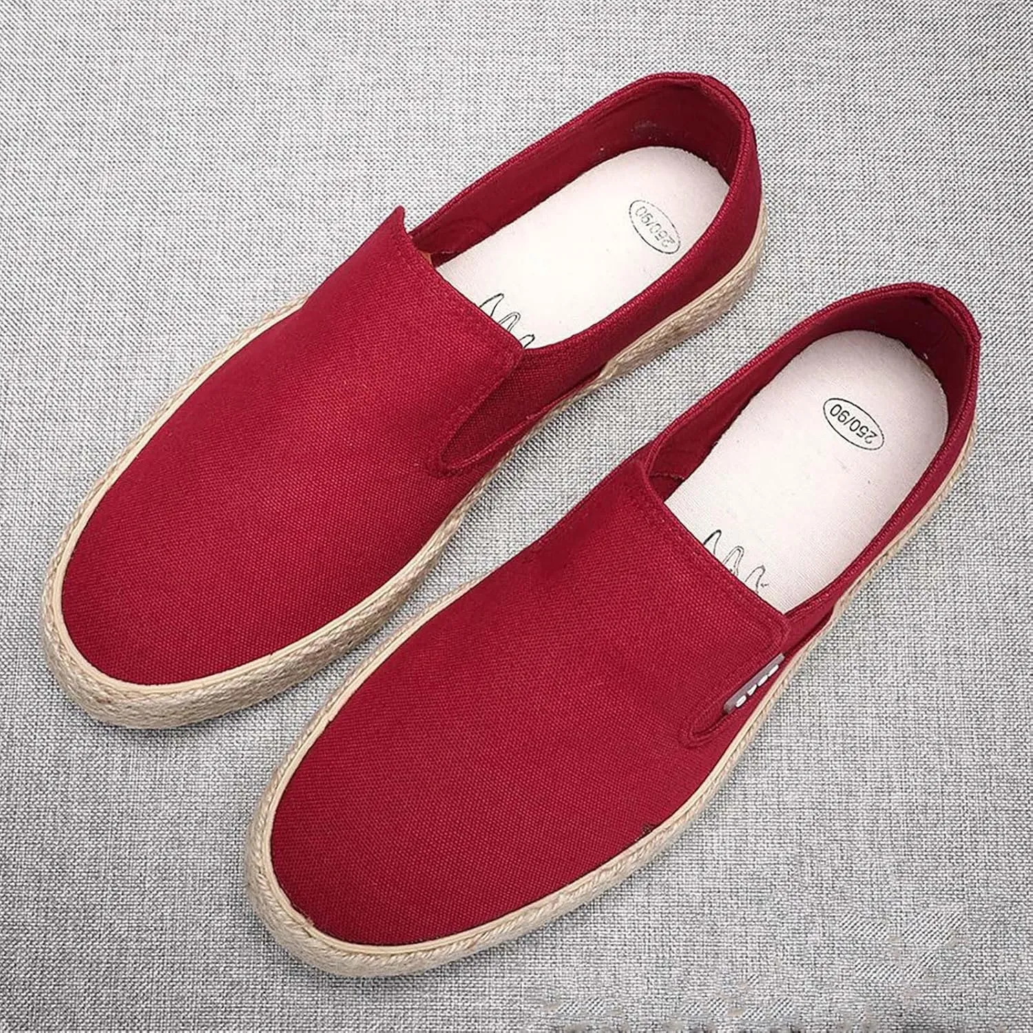 Mens Slip On Sneakers Comfortable Wide Width Espadrilles Casual Sneakers Breathable Lightweight Canvas Sport Shoes Flat Walking Shoes