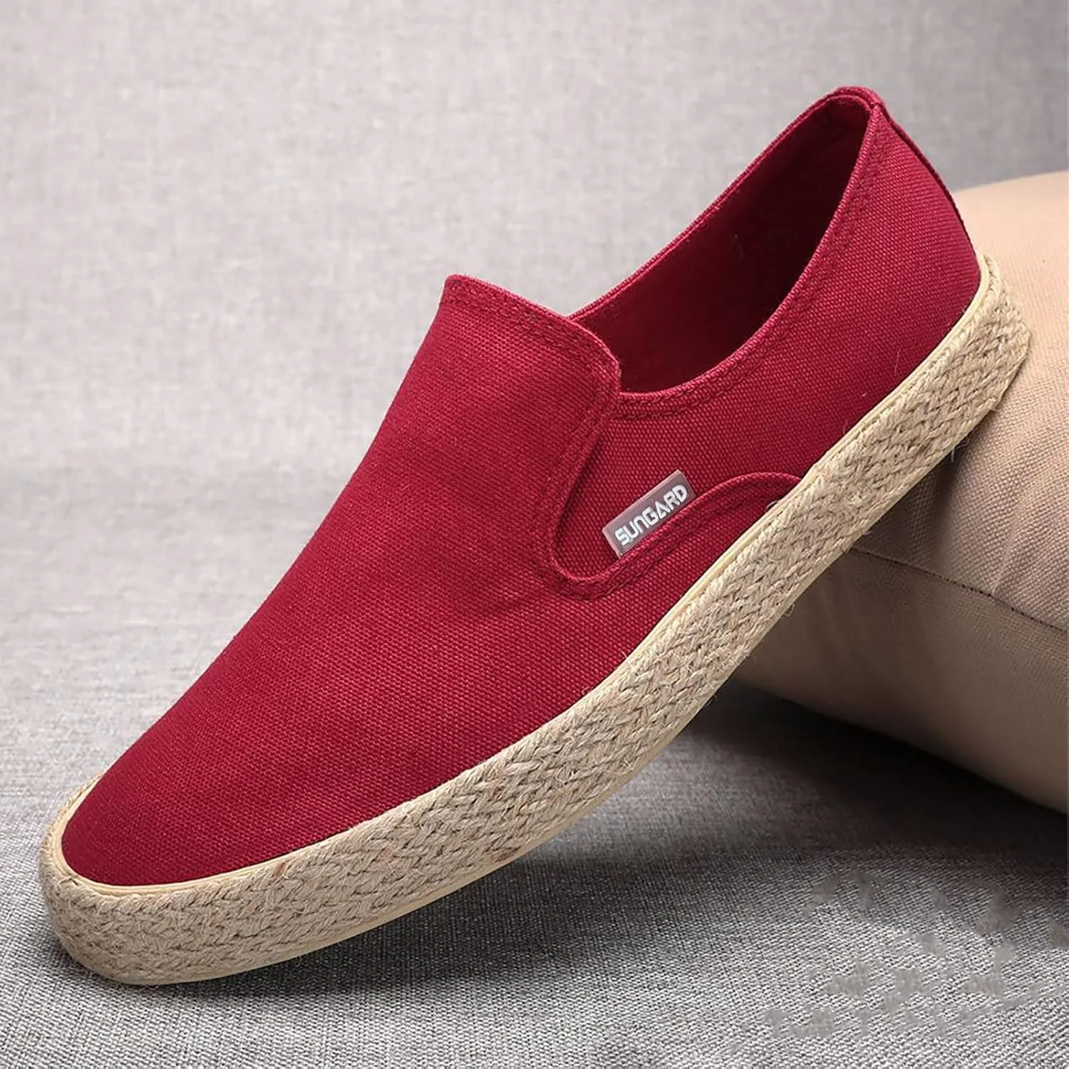 Mens Slip On Sneakers Comfortable Wide Width Espadrilles Casual Sneakers Breathable Lightweight Canvas Sport Shoes Flat Walking Shoes