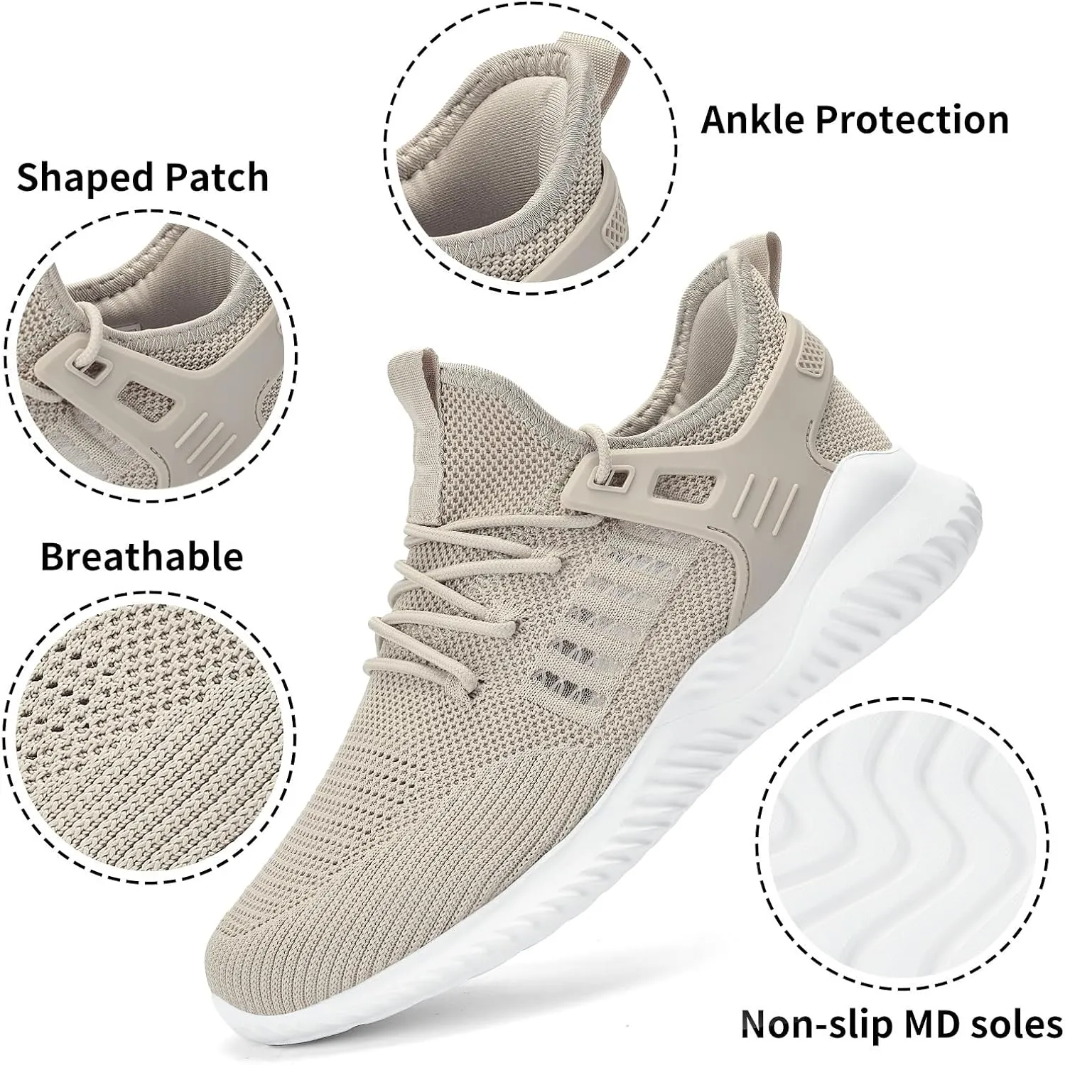 Mens Sneakers Tennis Shoes - Slip on Memory Foam Walking Shoes for Athletic Running Workout Gym Jogging Indoor Outdoor Lightweight Breathable Casual Sneakers