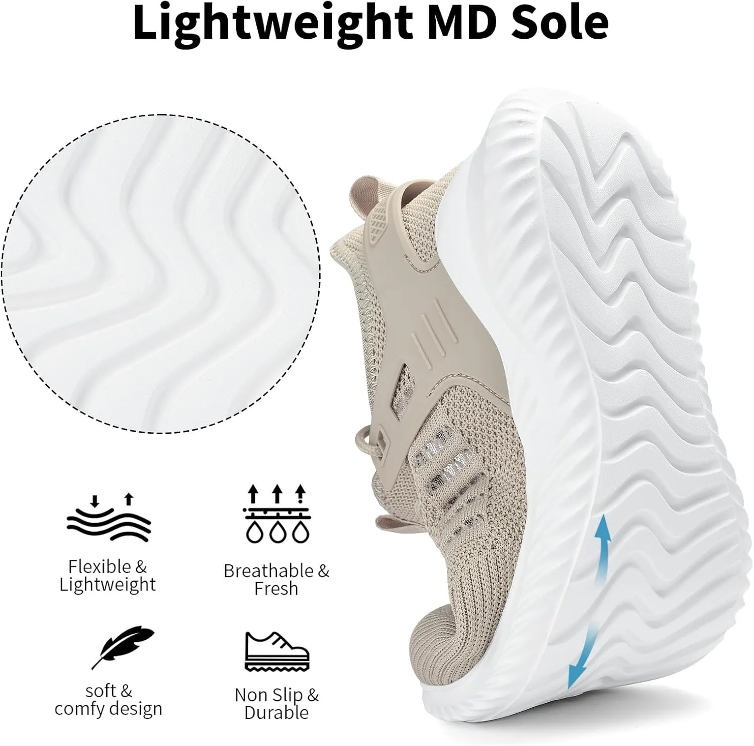 Mens Sneakers Tennis Shoes - Slip on Memory Foam Walking Shoes for Athletic Running Workout Gym Jogging Indoor Outdoor Lightweight Breathable Casual Sneakers