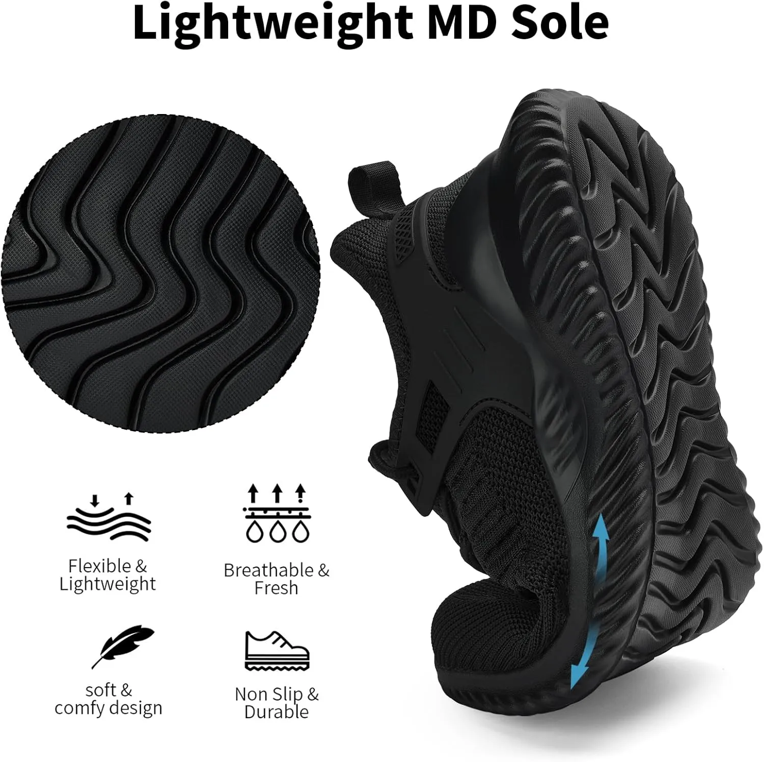 Mens Sneakers Tennis Shoes - Slip on Memory Foam Walking Shoes for Athletic Running Workout Gym Jogging Indoor Outdoor Lightweight Breathable Casual Sneakers