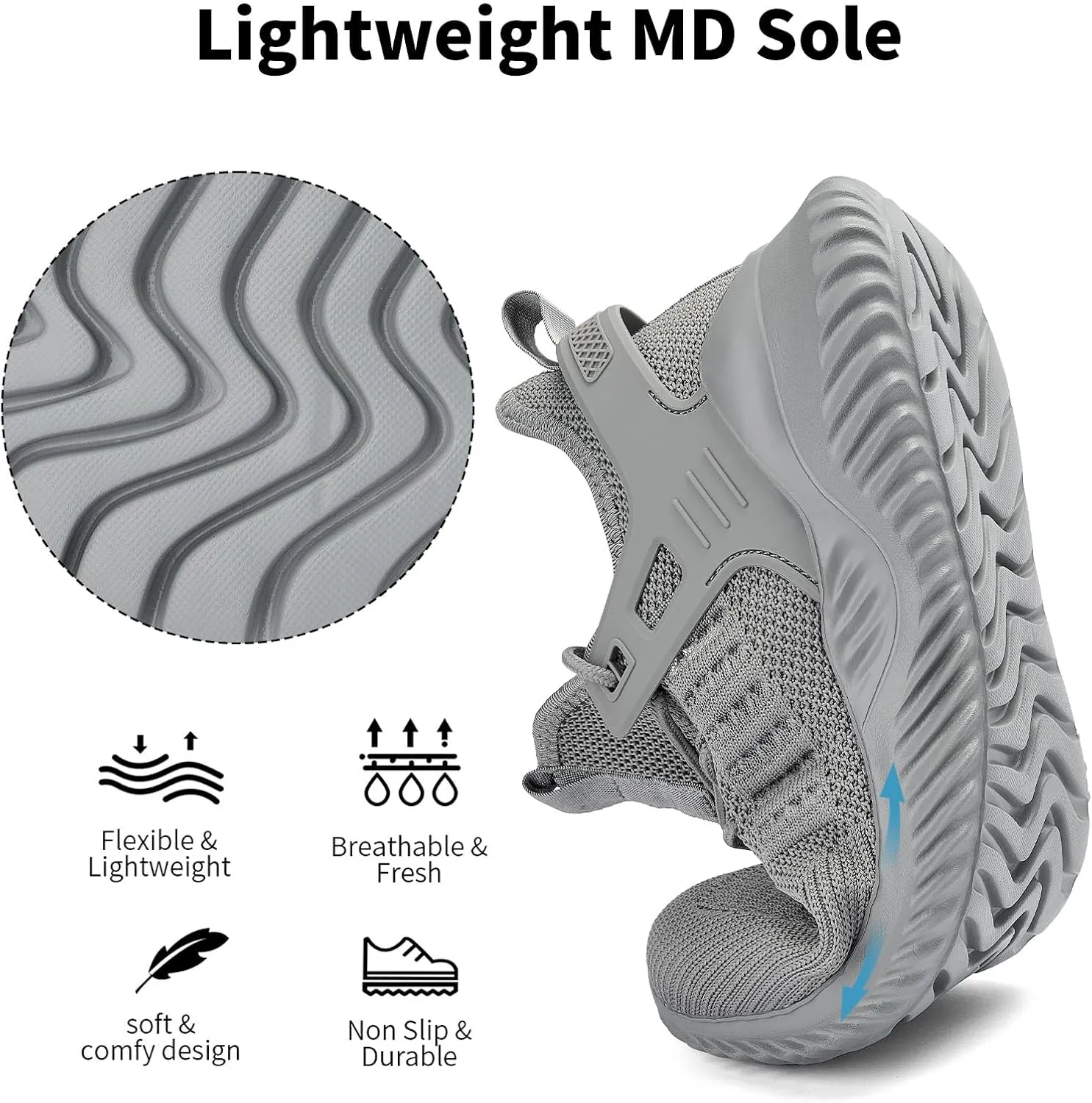 Mens Sneakers Tennis Shoes - Slip on Memory Foam Walking Shoes for Athletic Running Workout Gym Jogging Indoor Outdoor Lightweight Breathable Casual Sneakers
