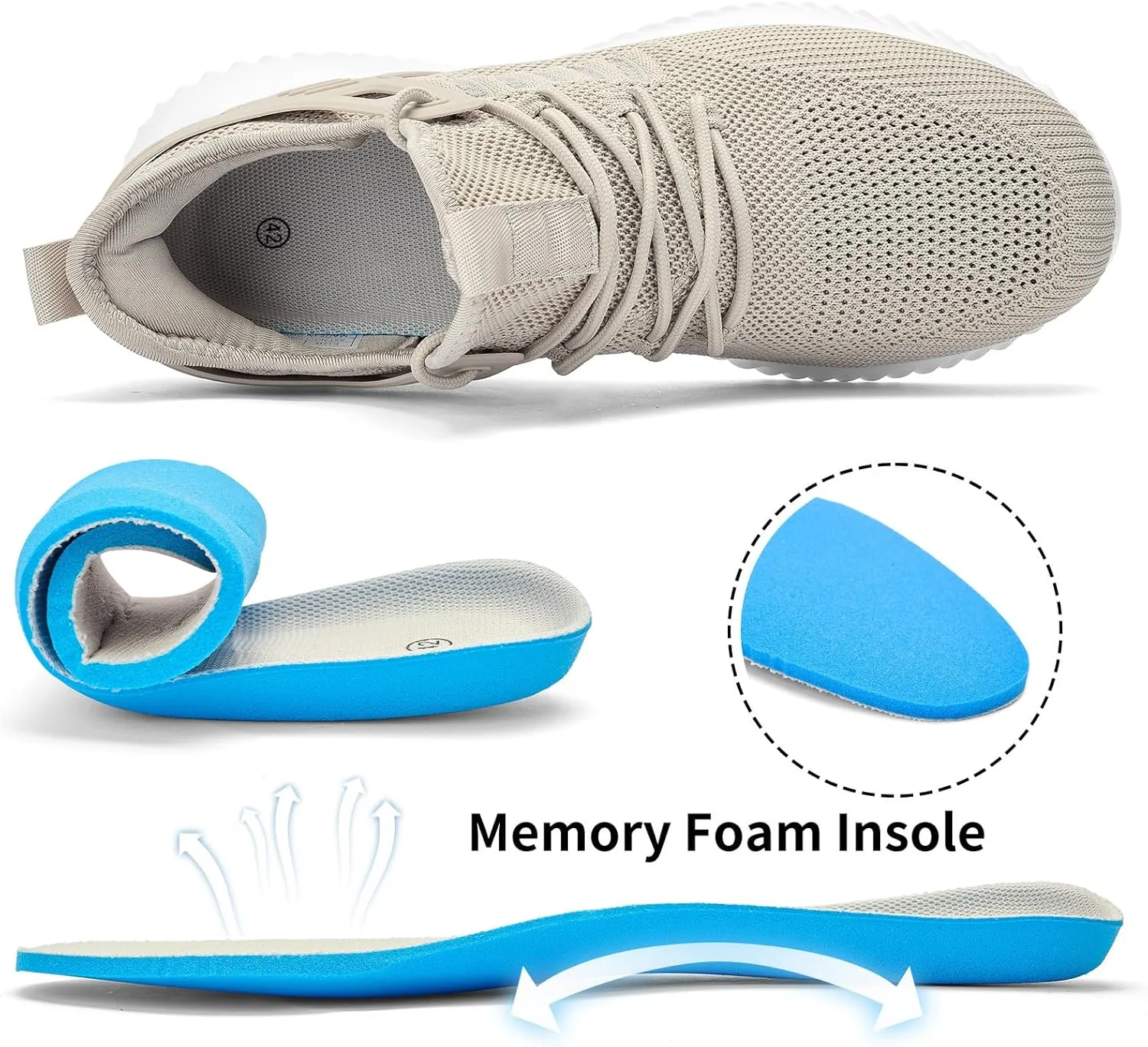 Mens Sneakers Tennis Shoes - Slip on Memory Foam Walking Shoes for Athletic Running Workout Gym Jogging Indoor Outdoor Lightweight Breathable Casual Sneakers