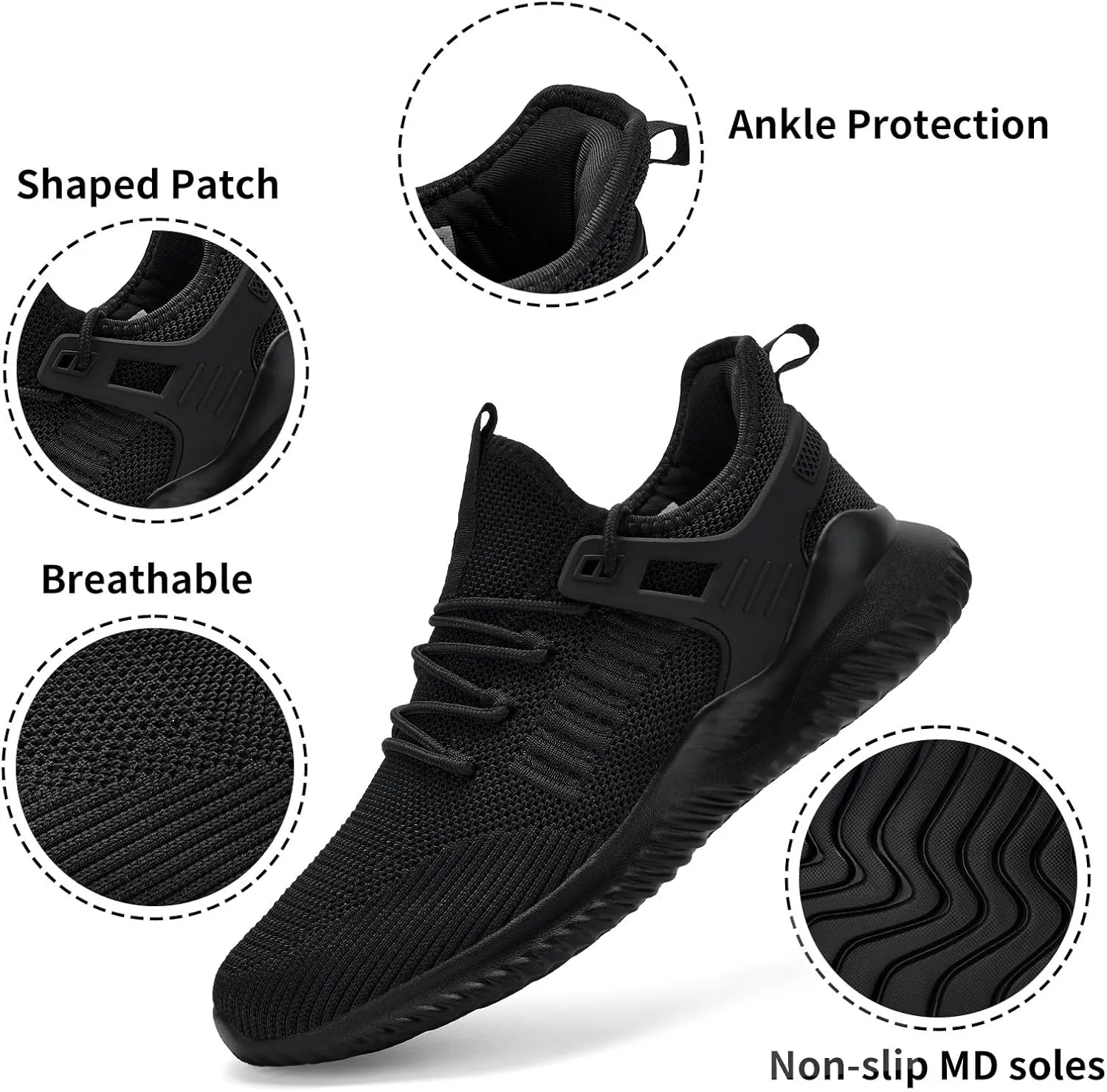 Mens Sneakers Tennis Shoes - Slip on Memory Foam Walking Shoes for Athletic Running Workout Gym Jogging Indoor Outdoor Lightweight Breathable Casual Sneakers
