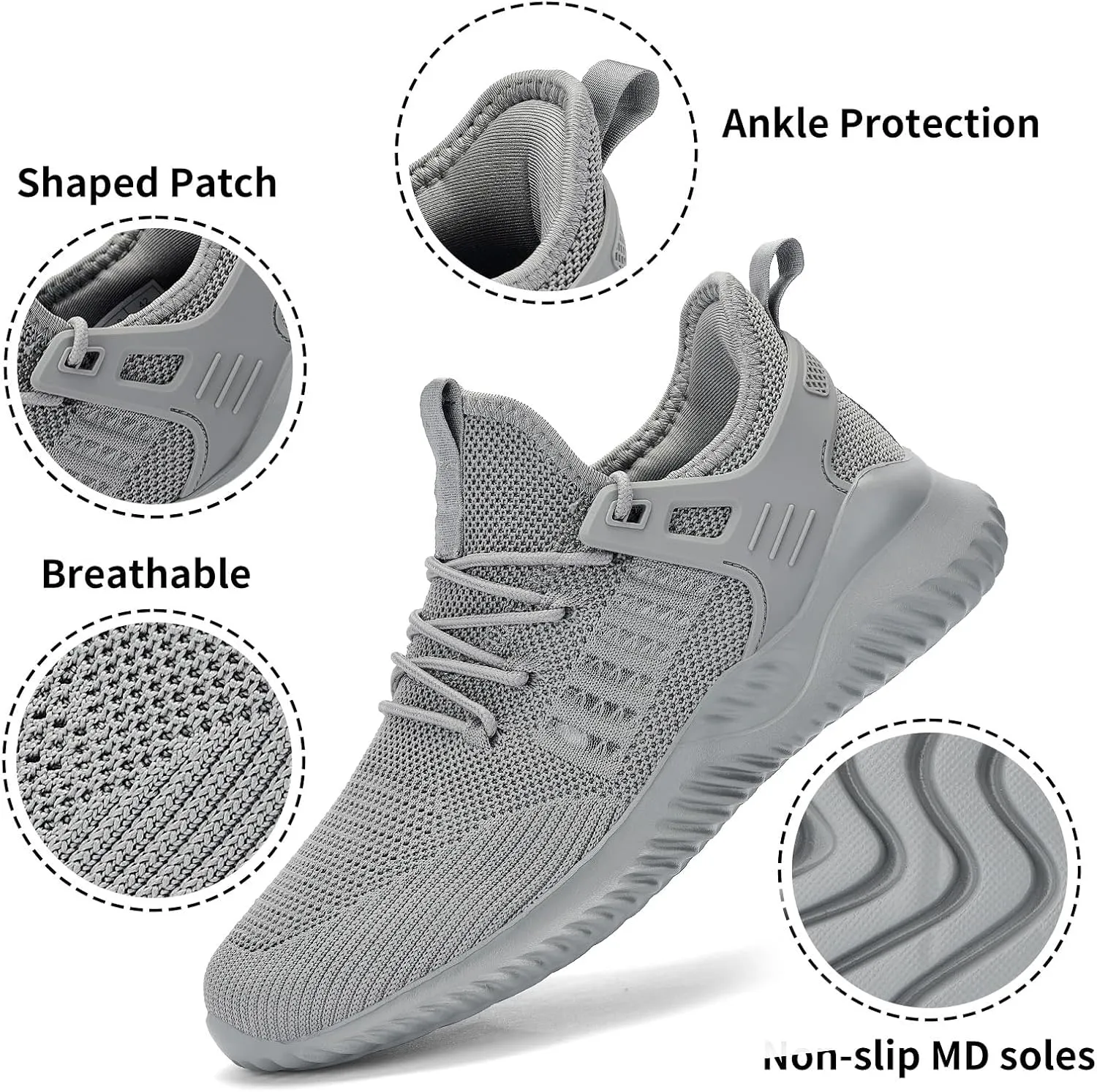 Mens Sneakers Tennis Shoes - Slip on Memory Foam Walking Shoes for Athletic Running Workout Gym Jogging Indoor Outdoor Lightweight Breathable Casual Sneakers