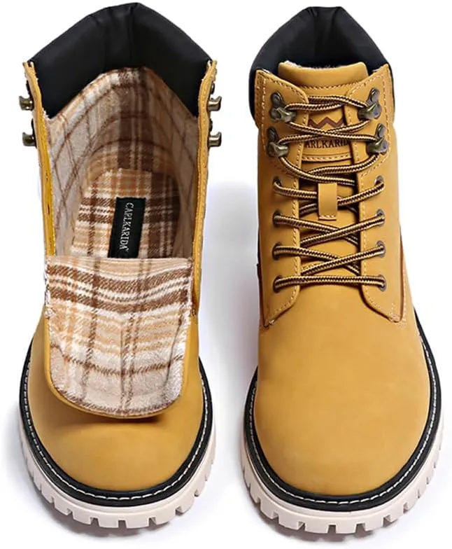 Mens Snow Boots Fur Lined Hiking Boots Waterproof Anti-Slip Outdoor Climbing Shoes