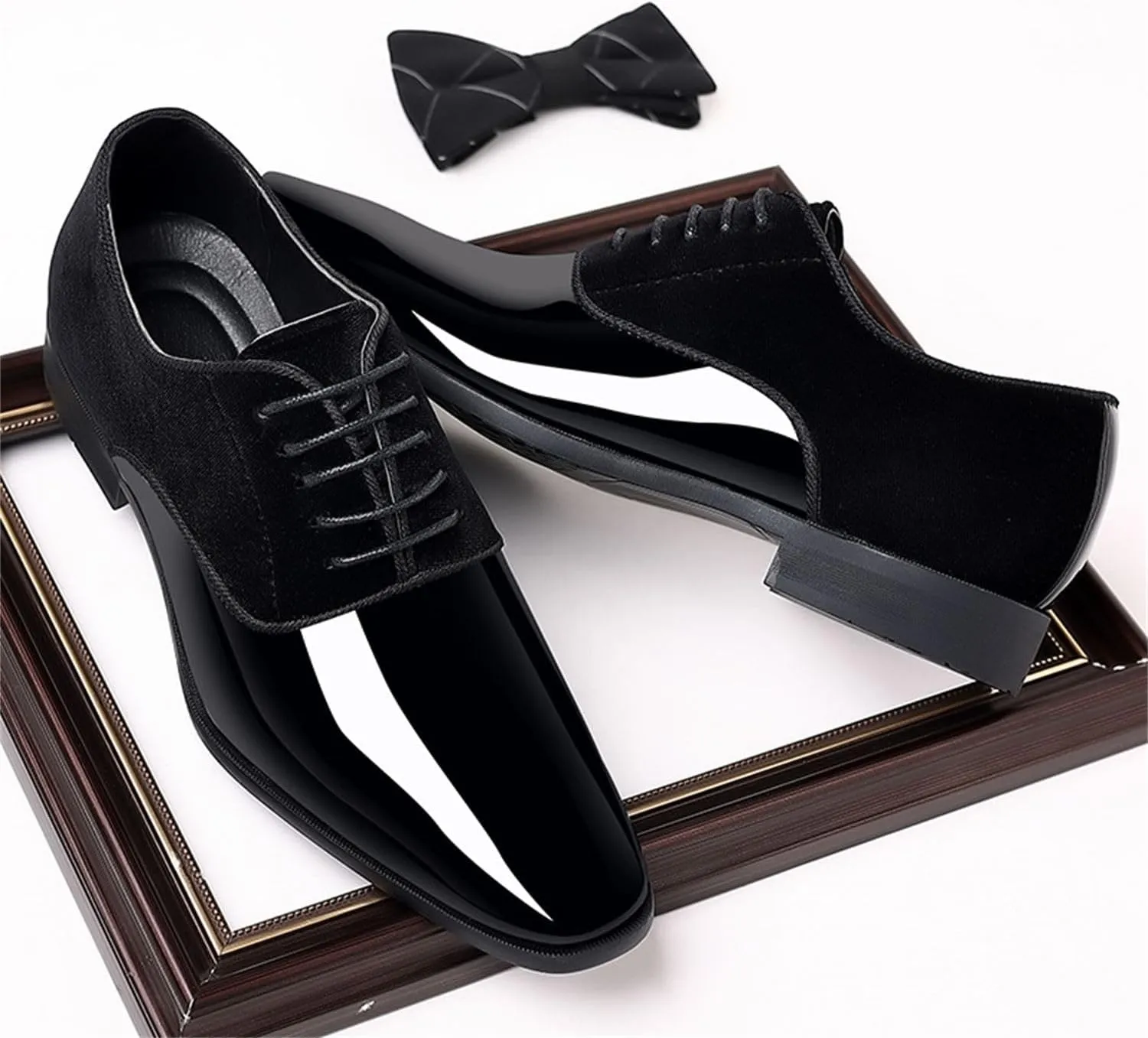 Men's Vintage High Gloss Dress Shoes Patent Leather Suede Oxford Formal Business Suit Tuxedo Shoes Men's Loafers