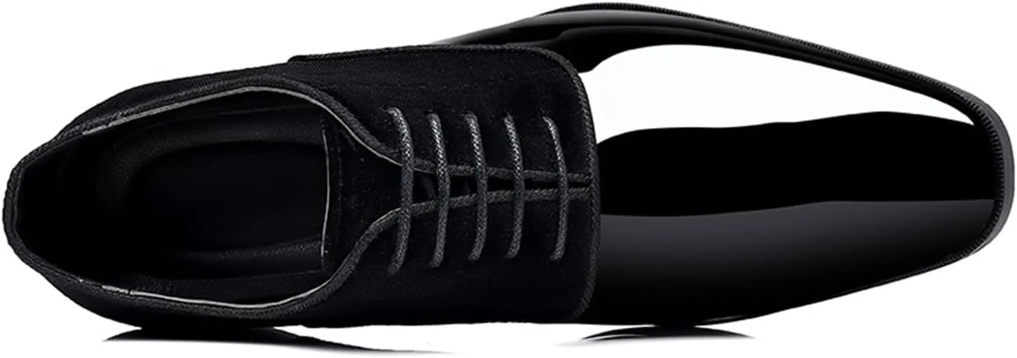 Men's Vintage High Gloss Dress Shoes Patent Leather Suede Oxford Formal Business Suit Tuxedo Shoes Men's Loafers