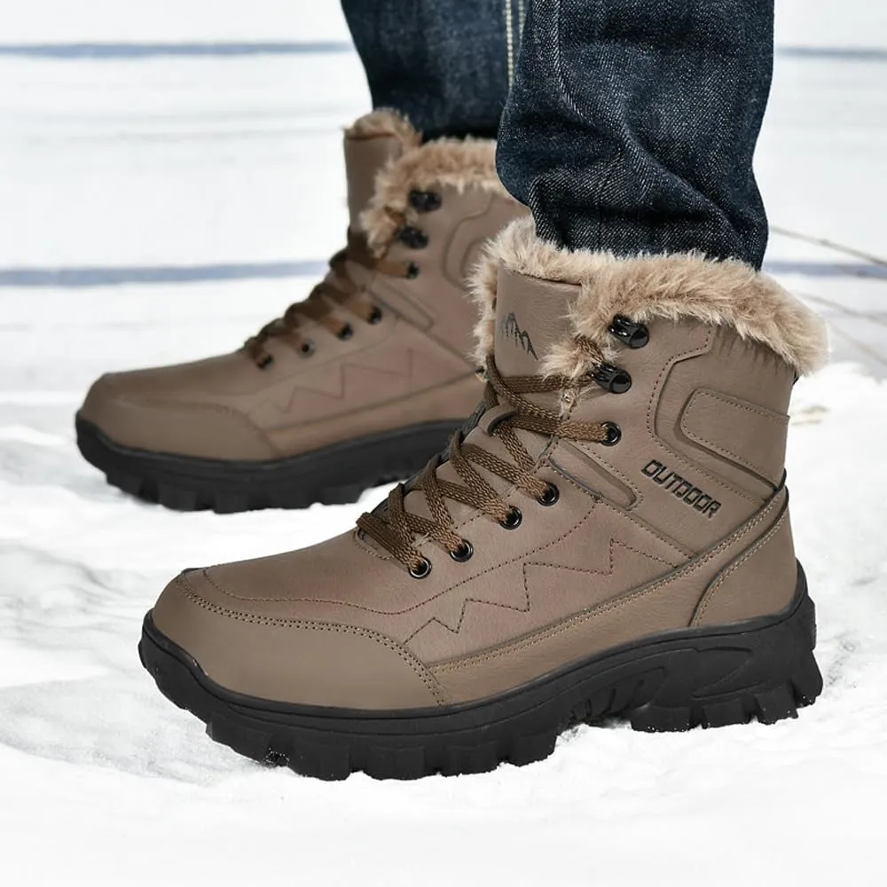 Men's Warm Snow Boots for Trekking: Comfort Winter Hiking Boots for Outdoor - Non Slip Cold Weather Shoes for Male