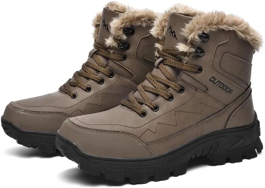 Men's Warm Snow Boots for Trekking: Comfort Winter Hiking Boots for Outdoor - Non Slip Cold Weather Shoes for Male