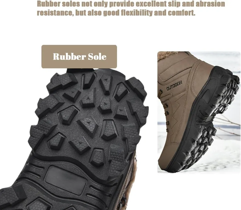 Men's Warm Snow Boots for Trekking: Comfort Winter Hiking Boots for Outdoor - Non Slip Cold Weather Shoes for Male