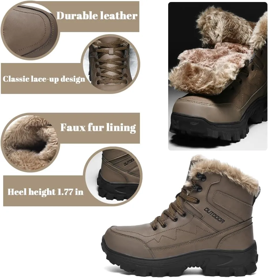 Men's Warm Snow Boots for Trekking: Comfort Winter Hiking Boots for Outdoor - Non Slip Cold Weather Shoes for Male