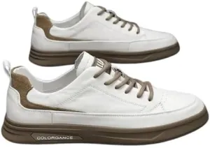 Men's Waterproof Faux Sneakers - Casual & Sporty White Shoes with Lace-Up Closure, Rubber Sole for All Seasons