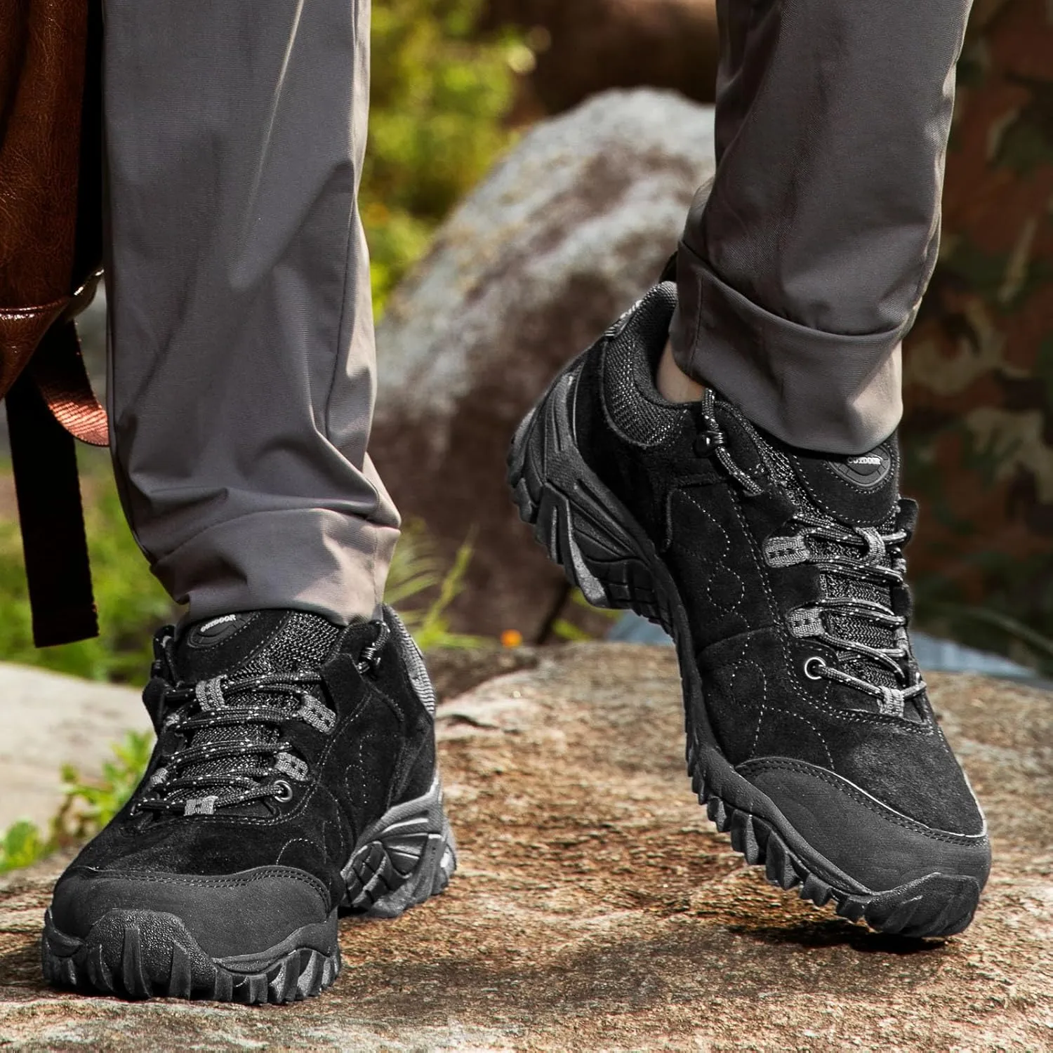 Men's Waterproof Soft Sole Outdoors Hiking Shoes Lightweight Comfortable Non-Slip Tennis Training Sneakers for Trailing Trekking Camping Walking