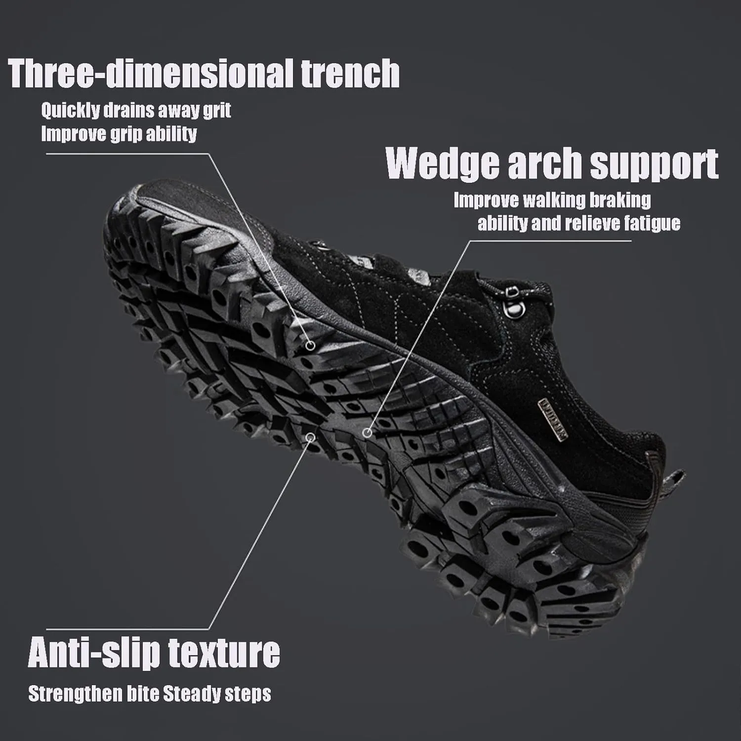Men's Waterproof Soft Sole Outdoors Hiking Shoes Lightweight Comfortable Non-Slip Tennis Training Sneakers for Trailing Trekking Camping Walking