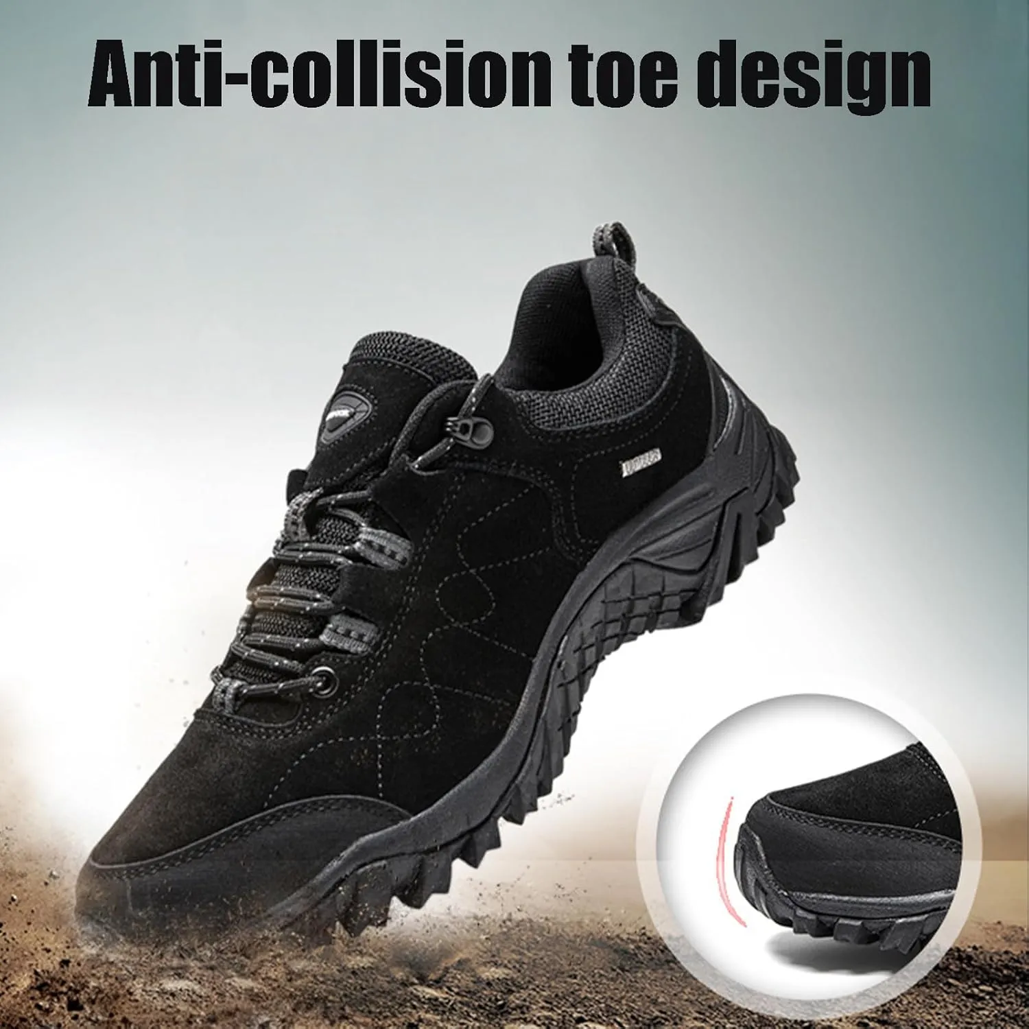 Men's Waterproof Soft Sole Outdoors Hiking Shoes Lightweight Comfortable Non-Slip Tennis Training Sneakers for Trailing Trekking Camping Walking