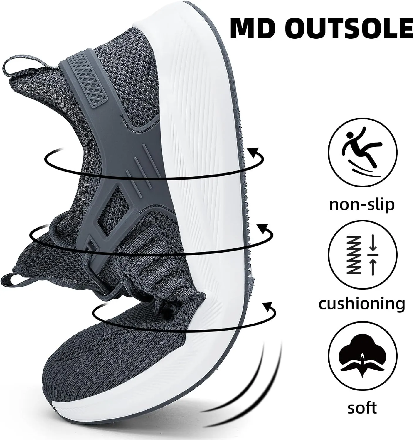 Mens Wide Running Shoes Walking Tennis Shoes Cushioning Wide Sneakers Slip On Sports Work Gym Outdoor Running Sneakers Comfort Lightweight