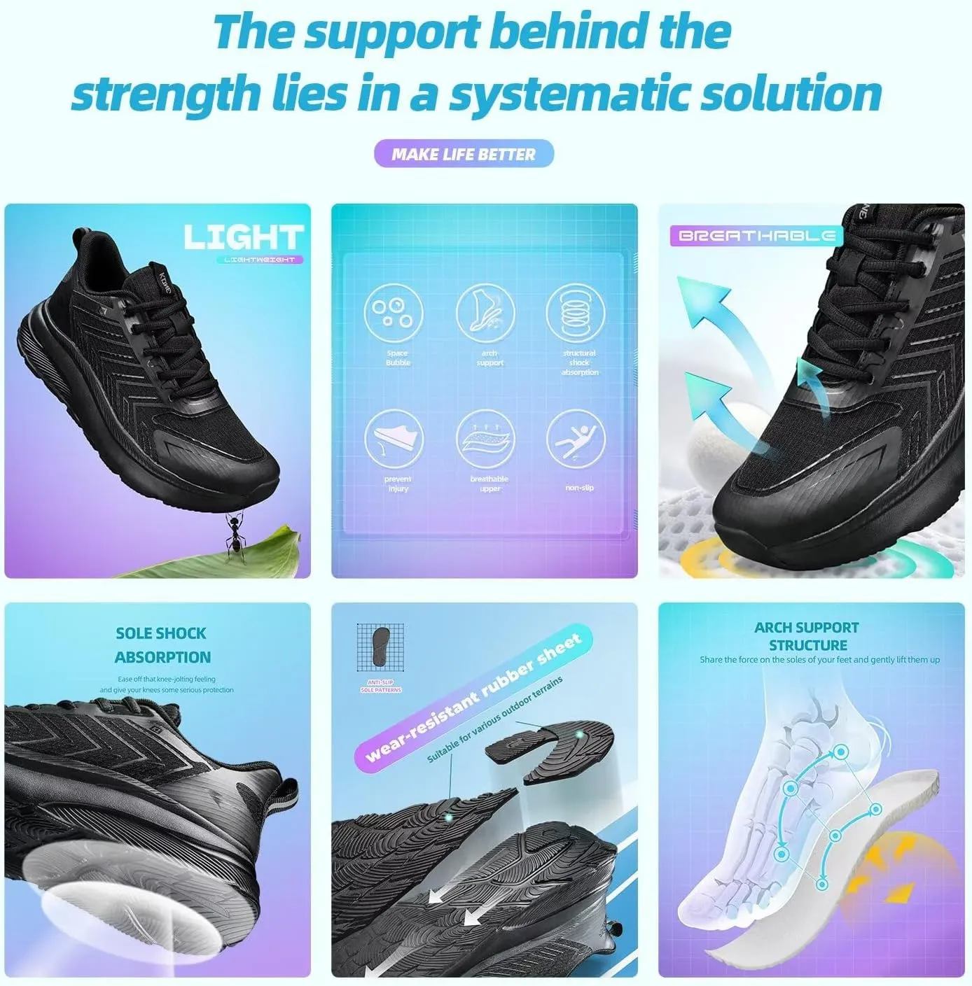 Mens Wide Walking Shoes Soft Sole Non Slip Running Comfortable Tennis Breathable Athletic Gym Workout Sport Sneakers