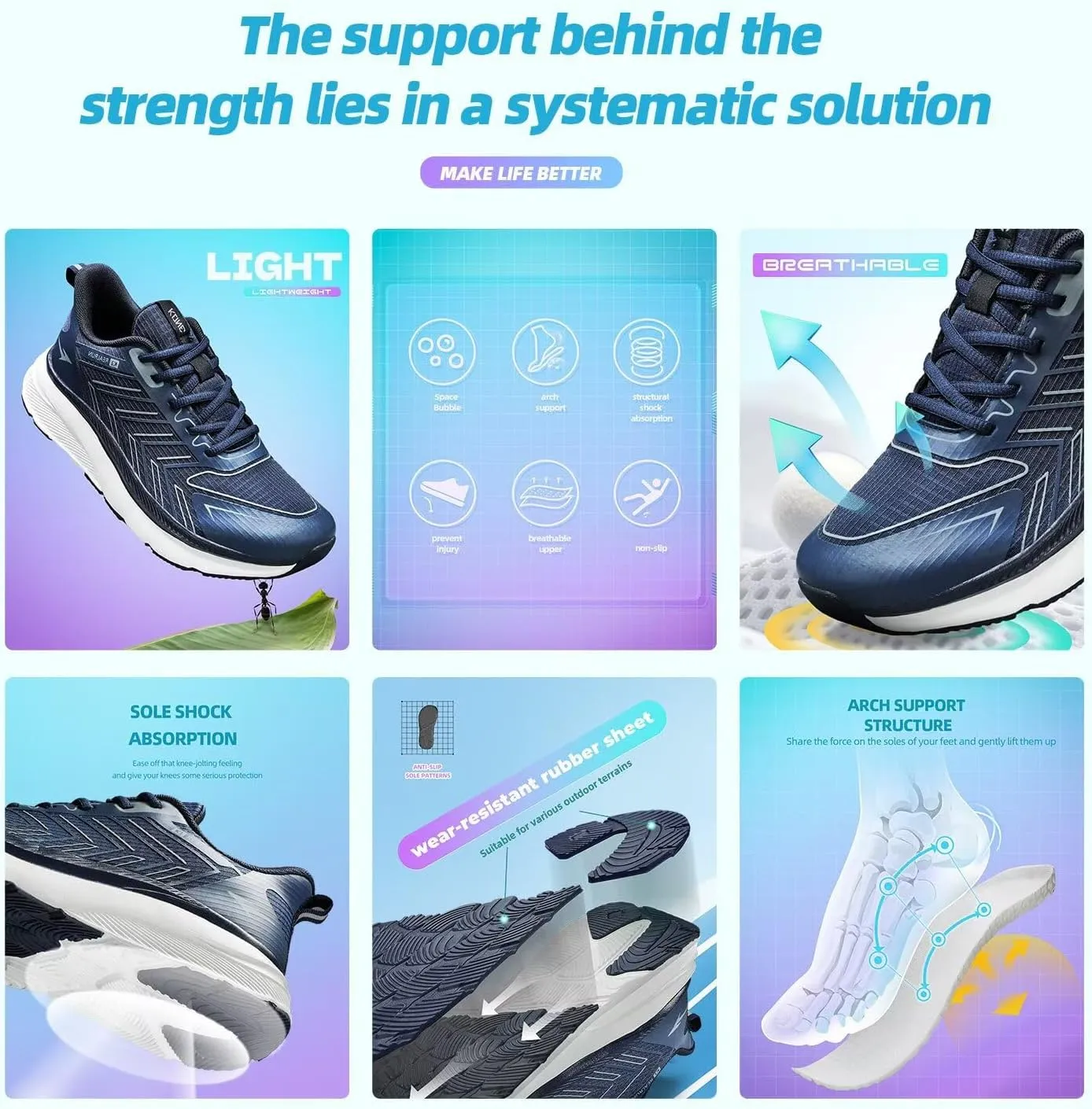 Mens Wide Walking Shoes Soft Sole Non Slip Running Comfortable Tennis Breathable Athletic Gym Workout Sport Sneakers