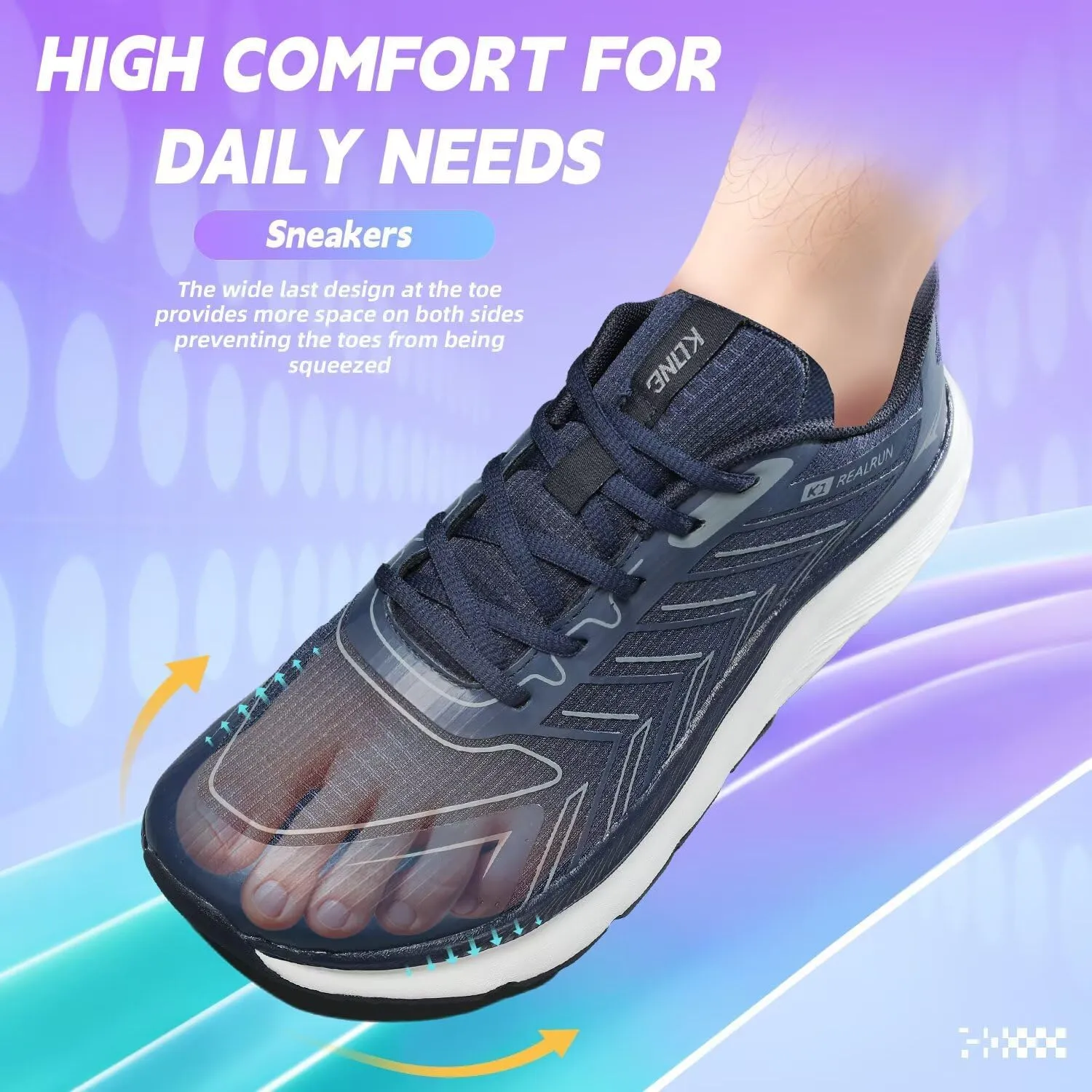 Mens Wide Walking Shoes Soft Sole Non Slip Running Comfortable Tennis Breathable Athletic Gym Workout Sport Sneakers