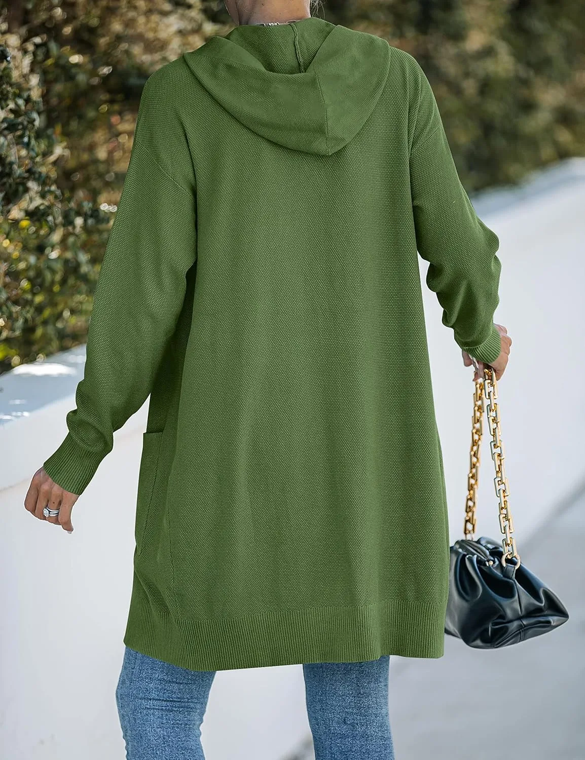 MEROKEETY Women's 2024 Long Sleeve Open Front Hoodie Knit Sweater Cardigan Outwear
