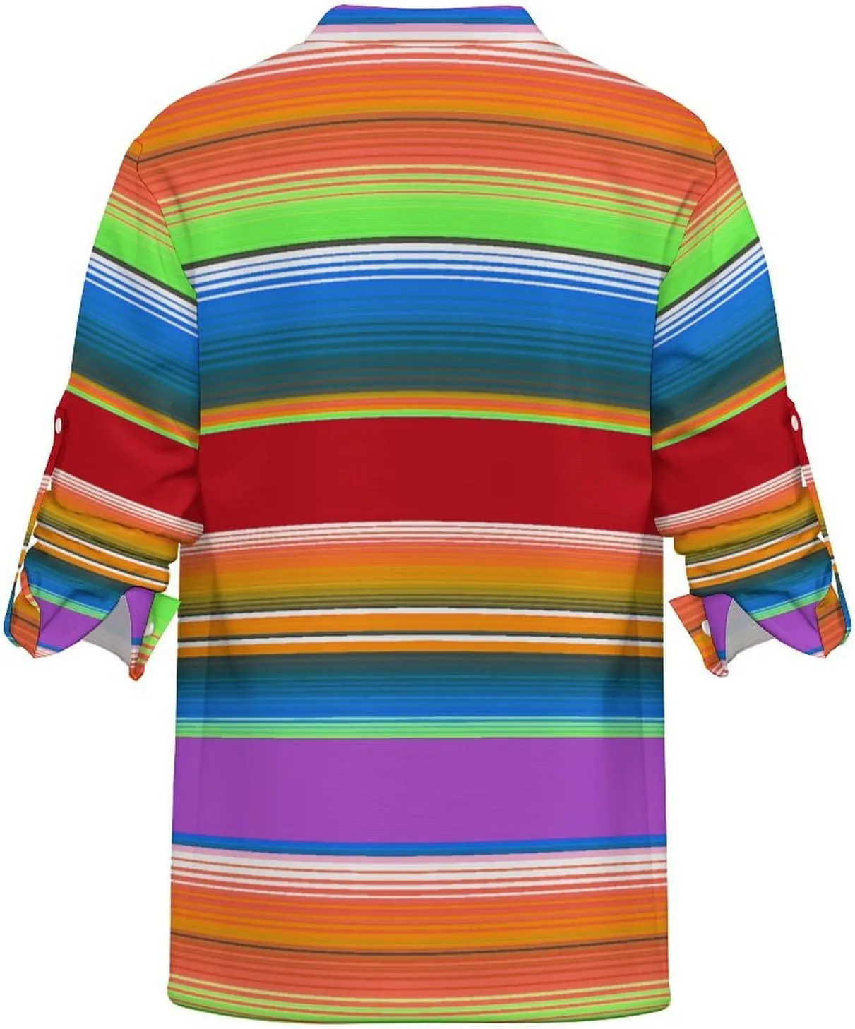 Mexican Stripes Shirt Womens Casual Long Sleeve Dress Shirt Rope Weaving Clothings V-Neck Fit Shirts Blouse