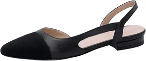 MICIFA slingback flats for women, Round Toe Low heel Sandals Fashion Splicing Dress Shoes for Women