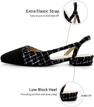 MICIFA slingback flats for women, Round Toe Low heel Sandals Fashion Splicing Dress Shoes for Women