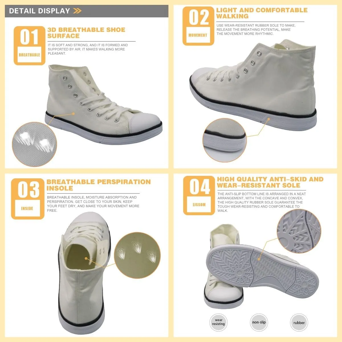 Micoklinlin Canvas Shoes for Women High Top Novelty Sneakers Teens Girls Lace up Tennis Shoes Casual Classic Walking Shoes
