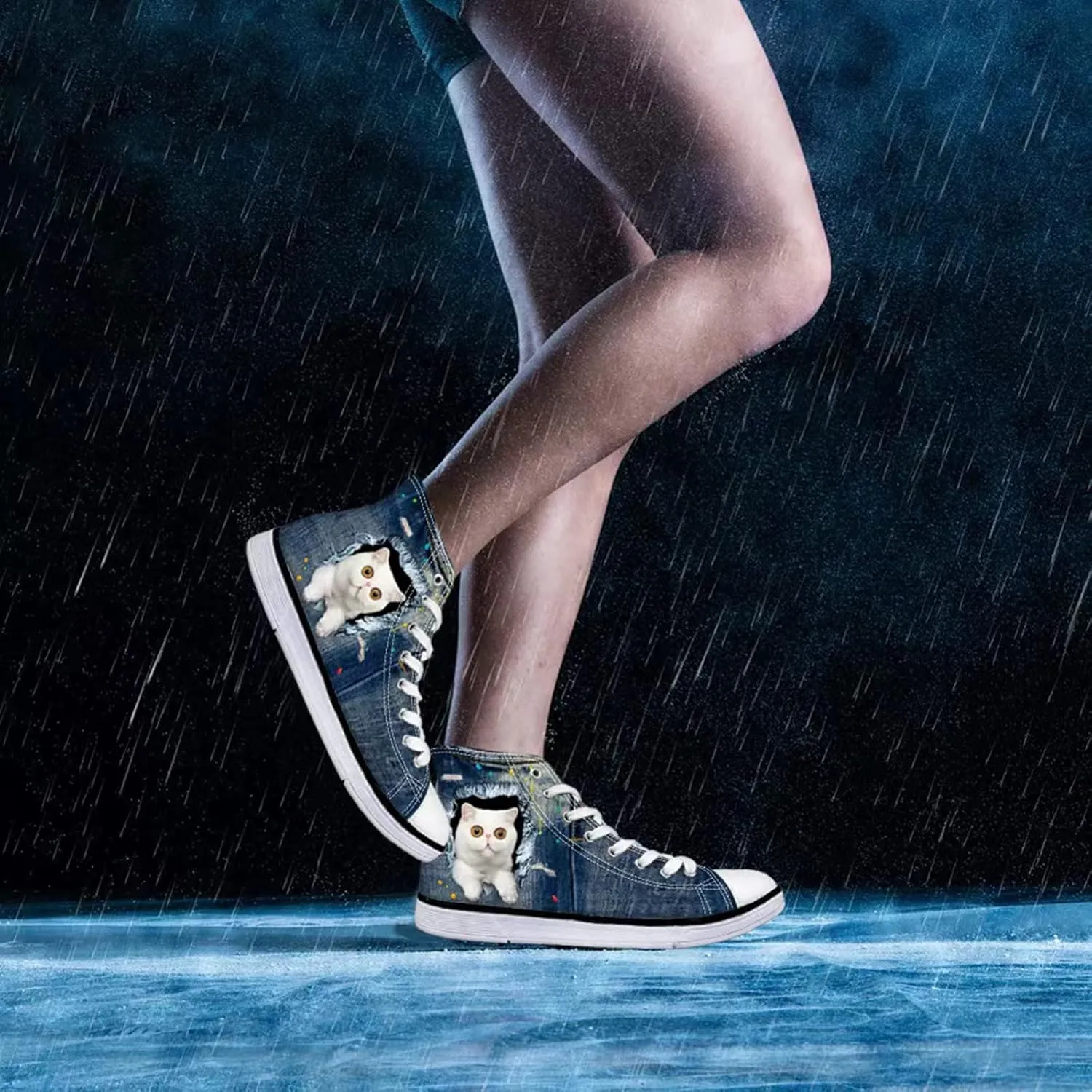 Micoklinlin Canvas Shoes for Women Teens High Top Canvas Sneakers Cute Animal Print Lightweight Girls Casual Walking Shoes