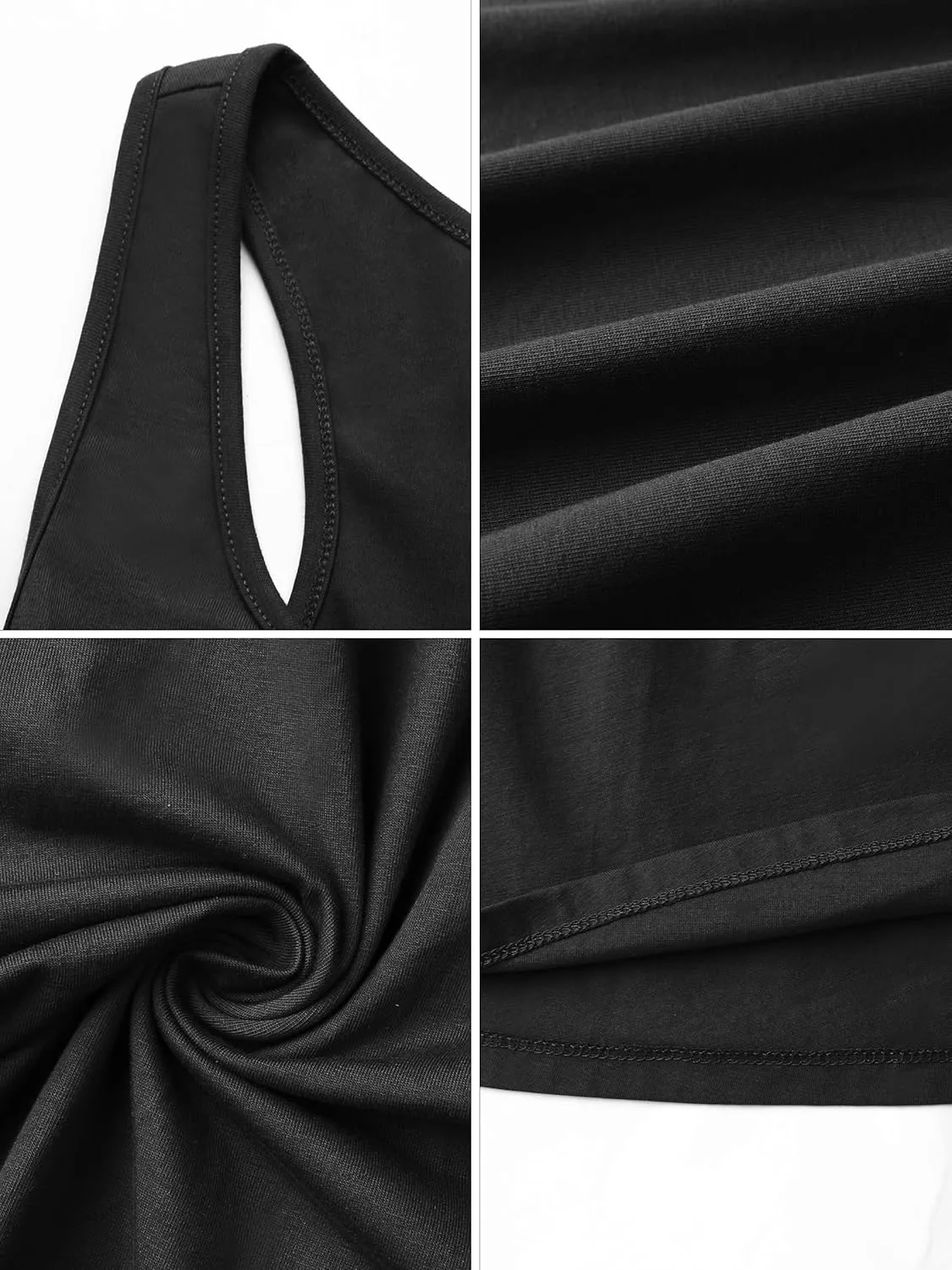 Missufe Women's Sleeveless Racerback Flared Casual Plain Tank Dress