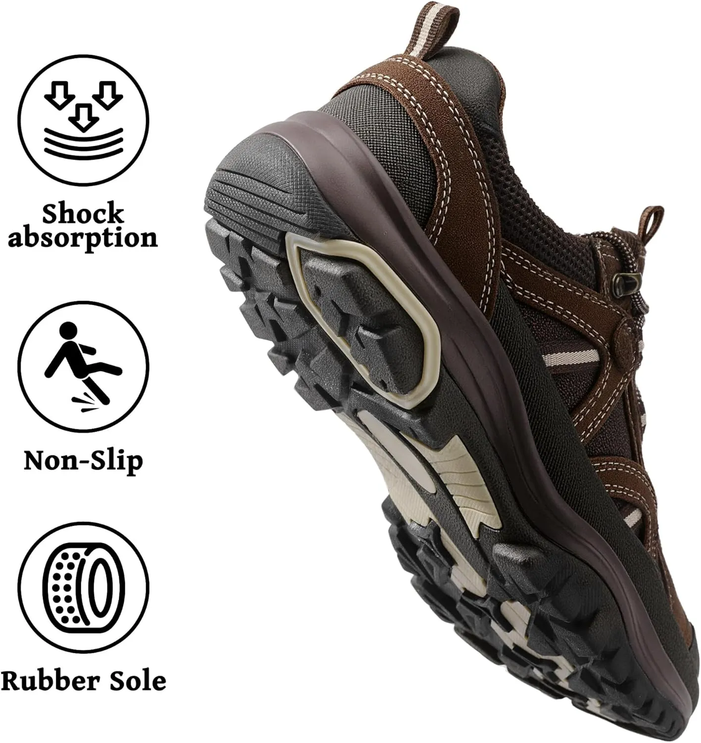 MIXIN Mens Hiking Shoes Lightweight Breathable Anti-Slip Low Top Trainers for Trekking Trailing Outdoor Camping Walking