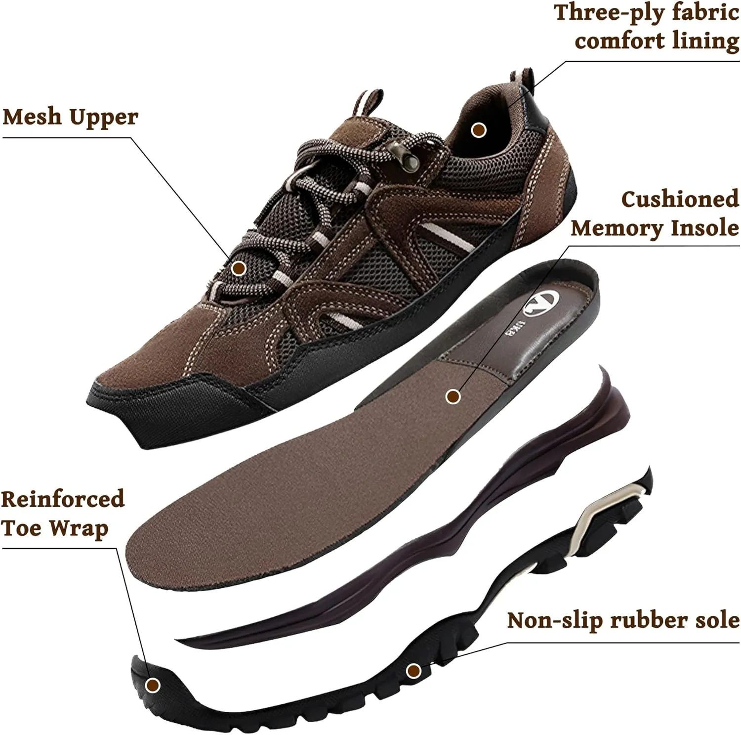 MIXIN Mens Hiking Shoes Lightweight Breathable Anti-Slip Low Top Trainers for Trekking Trailing Outdoor Camping Walking