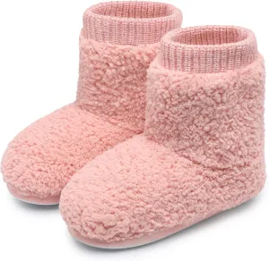 MIXIN Women's Comfort Warm Faux Fleece Fuzzy Ankle Bootie Slippers Plush Lining Slip-on House Shoes Anti-Slip Sole Indoor/Outdoor