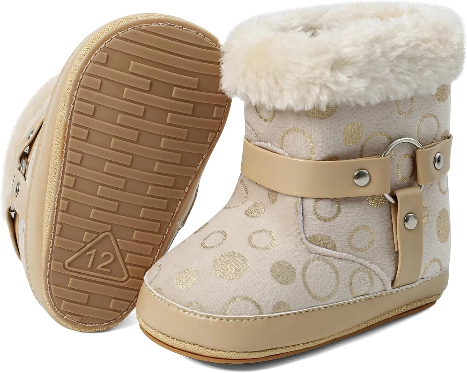 MK MATT KEELY Baby Booties Newborn First Walkers Soft Sole Crib Shoes Warm Cozy Non-Slip Booties for Infant Toddler Girls Boys