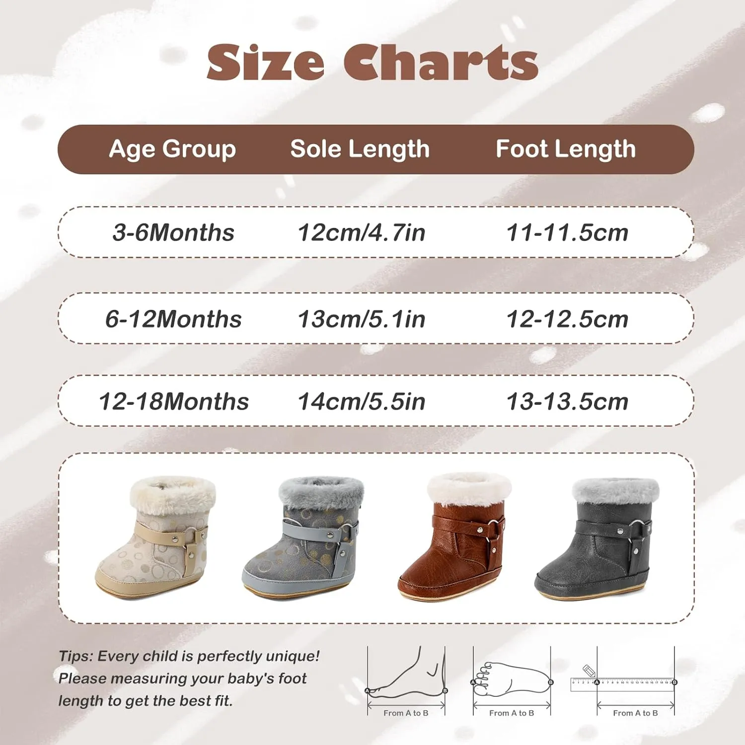 MK MATT KEELY Baby Booties Newborn First Walkers Soft Sole Crib Shoes Warm Cozy Non-Slip Booties for Infant Toddler Girls Boys