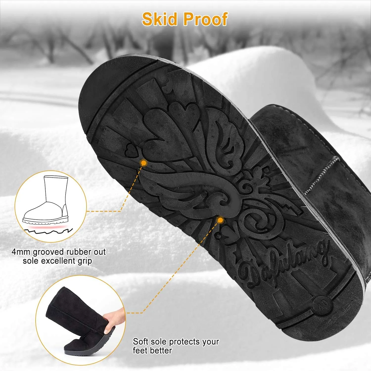 Moclever Boots For Women Snow Winter, Women Ladies Snow Boots Waterproof Faux Suede Mid-Calf Boots