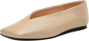 MODENCOCO Womens Flats Square Toe Ballet Flat for Women Loafers Flats Dress Shoes Comfortable Business Casual Work Shoes