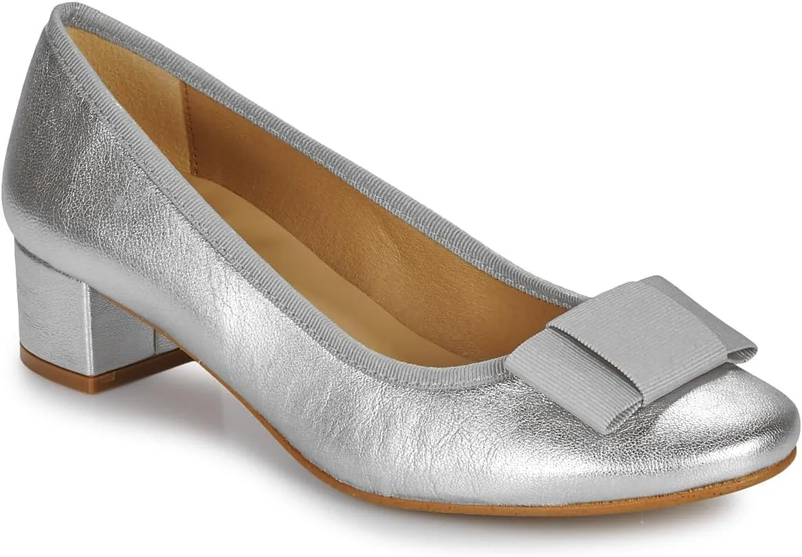 MOOMMO Women Low Chunky Heel Pumps Shoes Bows Round Closed Toe Slip On Block Heels Dress Sandals Cap Toe Bow Flats Shoes Two-Toned Ladies Girls Wedding Office School Elegant Comfort Spring 4-11 M US