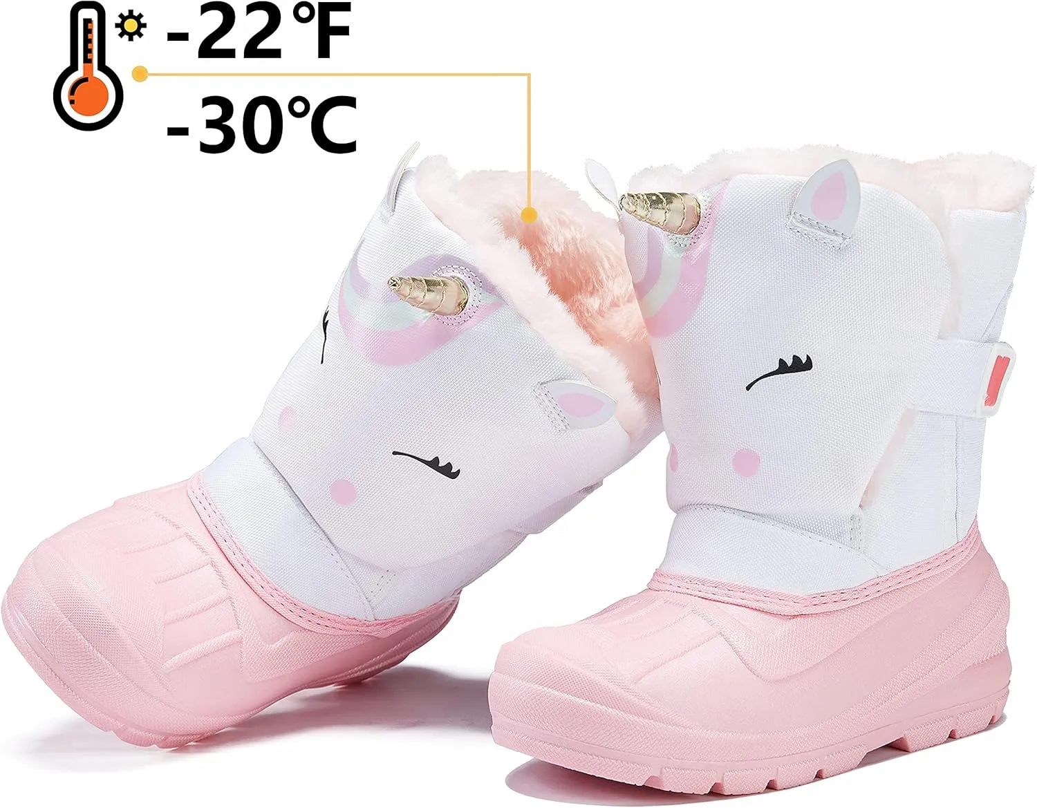 MORENDL Kids' Snow Boots Insulated Waterproof Fur Lined Warm Anti-Slip Winter Shoes for Boys and Girls Outdoor Walking(Toddler/Little Kid)