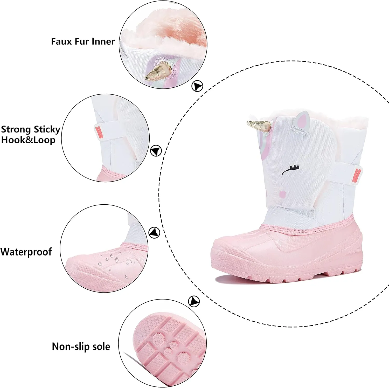 MORENDL Kids' Snow Boots Insulated Waterproof Fur Lined Warm Anti-Slip Winter Shoes for Boys and Girls Outdoor Walking(Toddler/Little Kid)