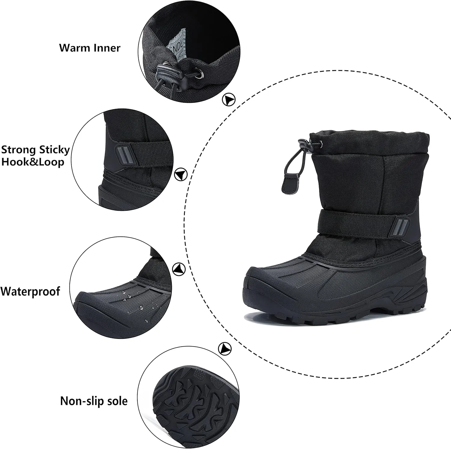 MORENDL Kids' Snow Boots Insulated Waterproof Fur Lined Warm Anti-Slip Winter Shoes for Boys and Girls Outdoor Walking(Toddler/Little Kid)