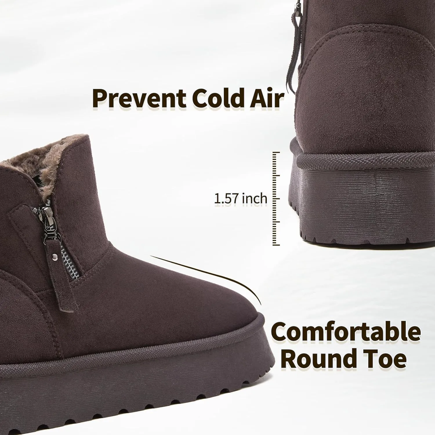 Moudki Winter Boots for Women Warm Fur Lined Booties Platform Snow Boots for Women Ankle Booties Anti-Slip Outdoor Snow Boots