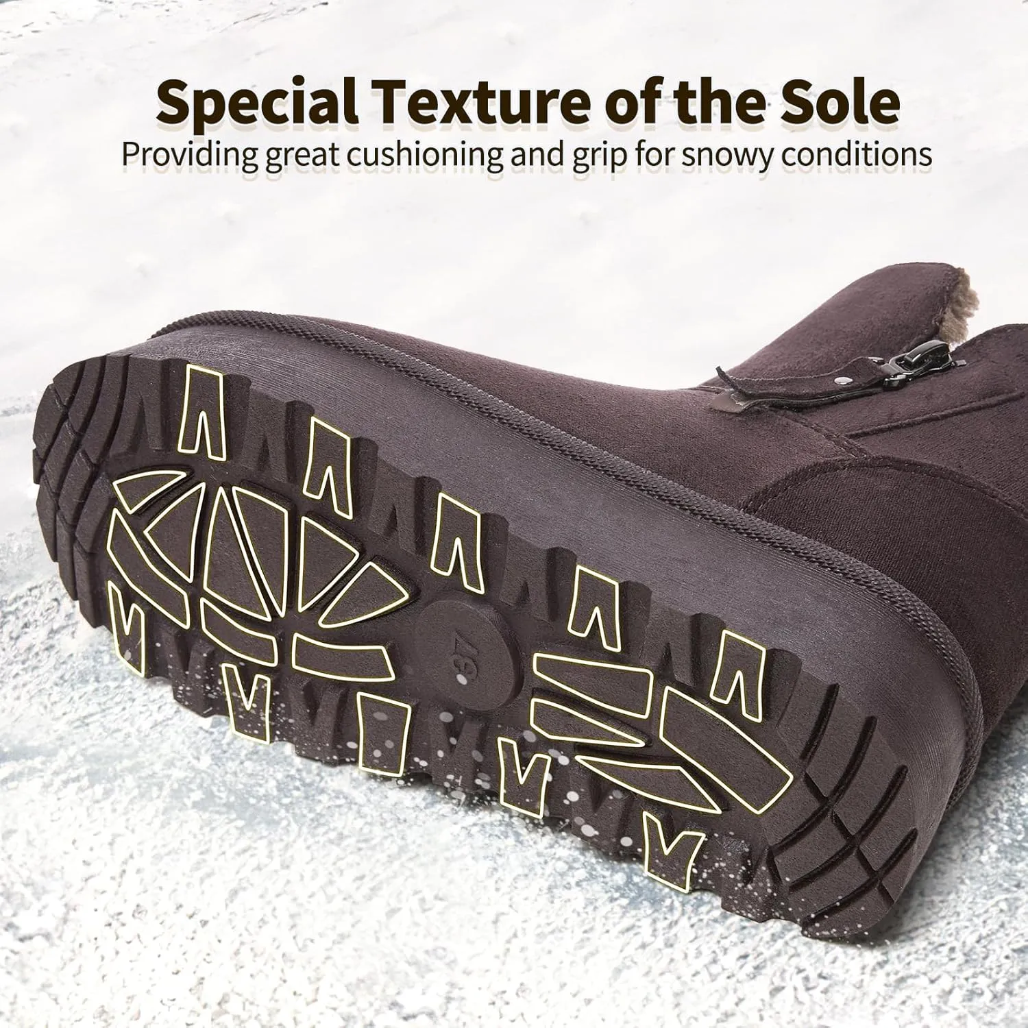 Moudki Winter Boots for Women Warm Fur Lined Booties Platform Snow Boots for Women Ankle Booties Anti-Slip Outdoor Snow Boots